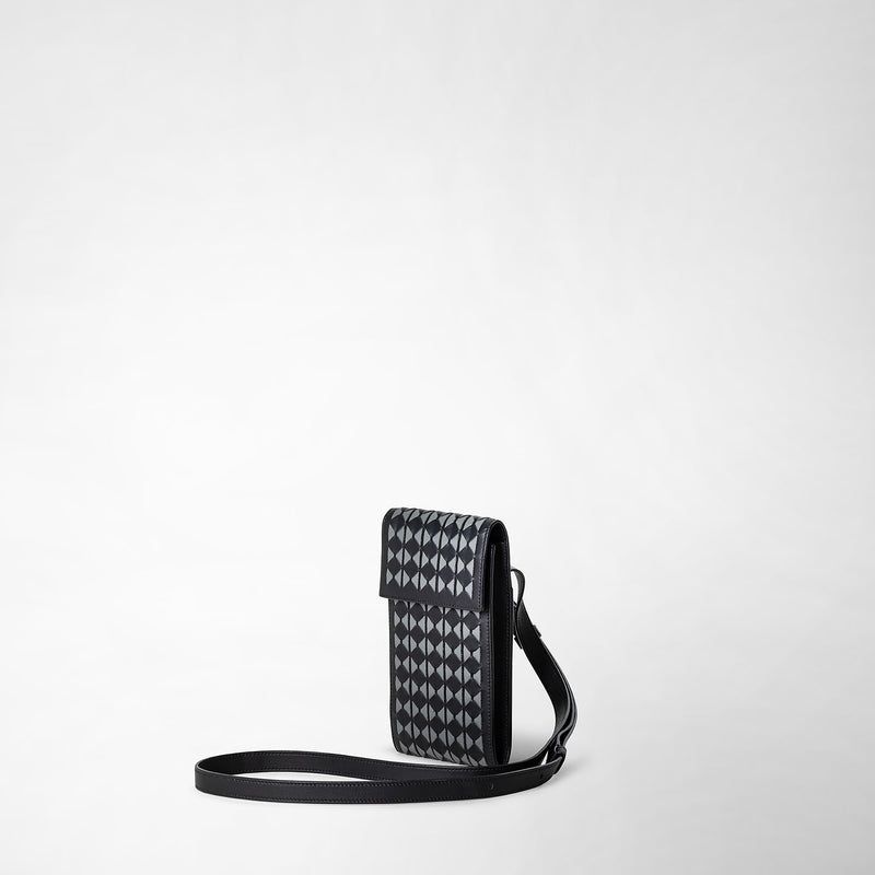 Serapian Phone case with strap in mosaico black asphalt gray Offerte speciali