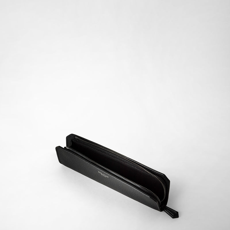 Serapian Pencil case in cachemire leather eclipse black Prezzo basso