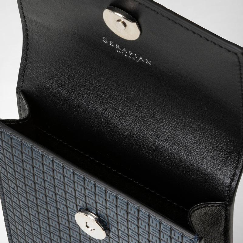 Serapian Custodia per telefono con tracolla in stepan blu oceano-nero Ritorno libero
