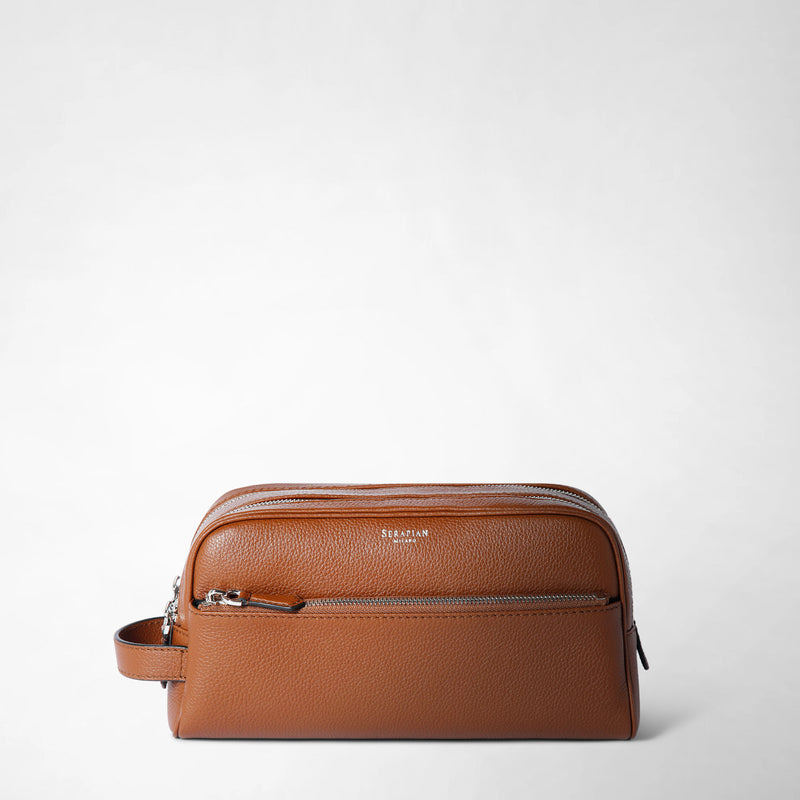Serapian TROUSSE DA BAGNO CON DOPPIA ZIP IN PELLE CACHEMIRE Presa