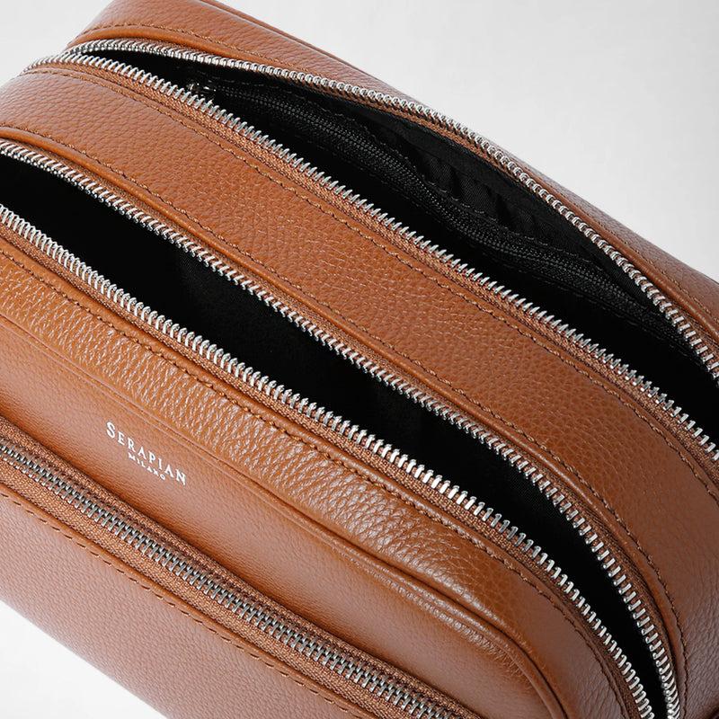 Serapian TROUSSE DA BAGNO CON DOPPIA ZIP IN PELLE CACHEMIRE Presa