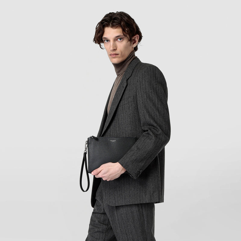 Serapian POCHETTE CON ZIP IN PELLE CACHEMIRE Saldi Di Fabbrica