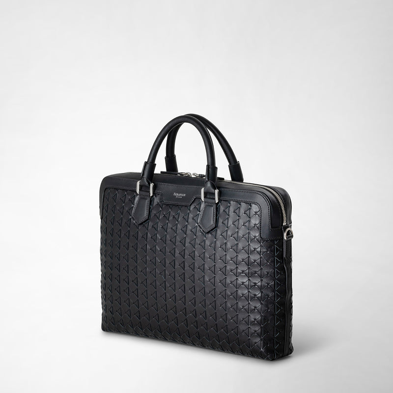 Serapian Extra slim briefcase in mosaico black Prezzo di fabbrica