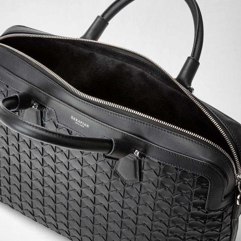 Serapian Extra slim briefcase in mosaico black Prezzo di fabbrica