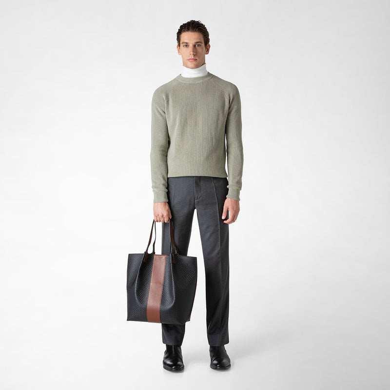 Serapian Borsa shopping vertical secret stepan 72 nero-cuoio Offerta speciale