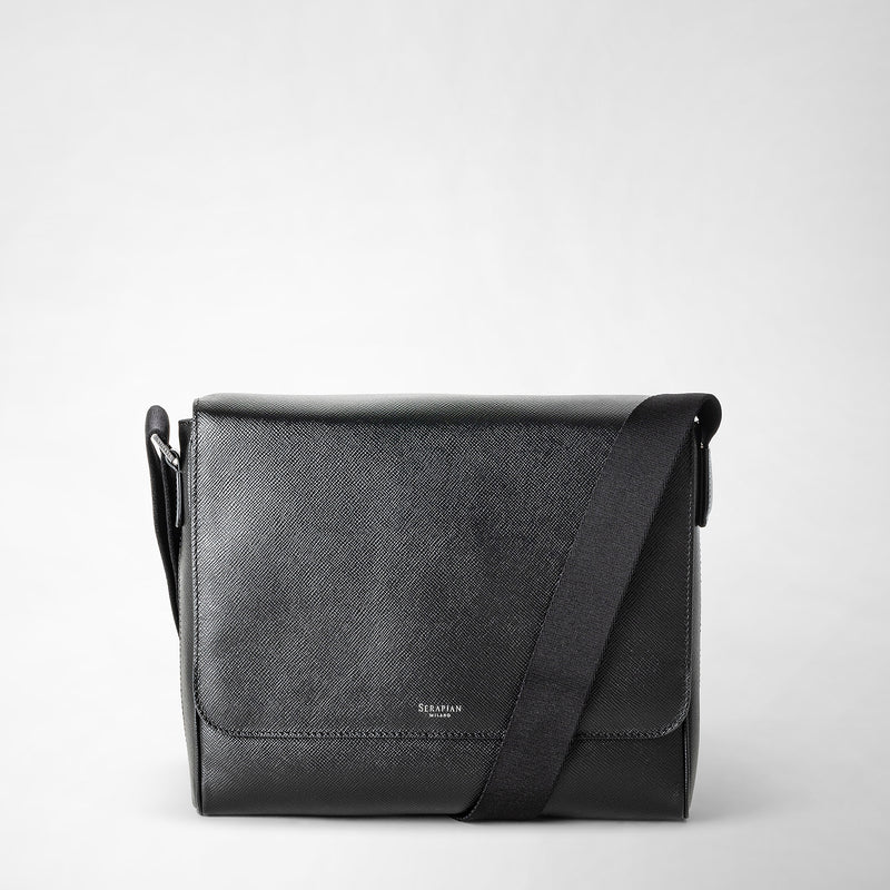Serapian Borsa messenger piccola in pelle evoluzione nero eclissi Comprare a buon mercato