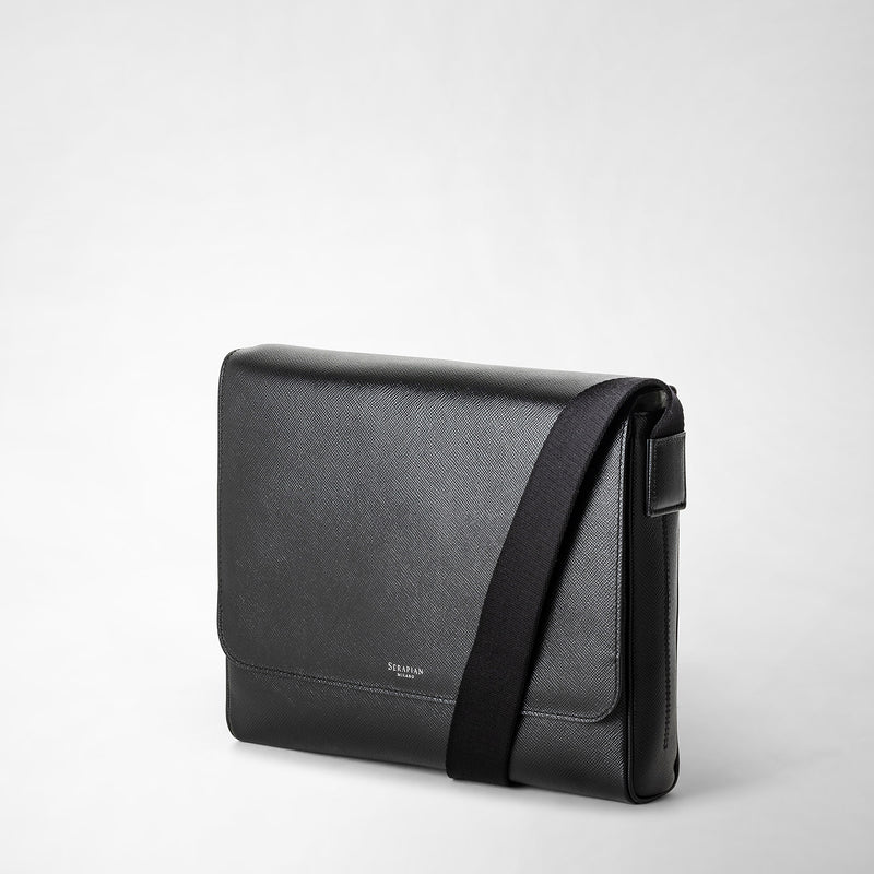 Serapian Borsa messenger piccola in pelle evoluzione nero eclissi Comprare a buon mercato