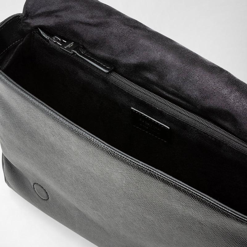 Serapian Borsa messenger piccola in pelle evoluzione nero eclissi Comprare a buon mercato