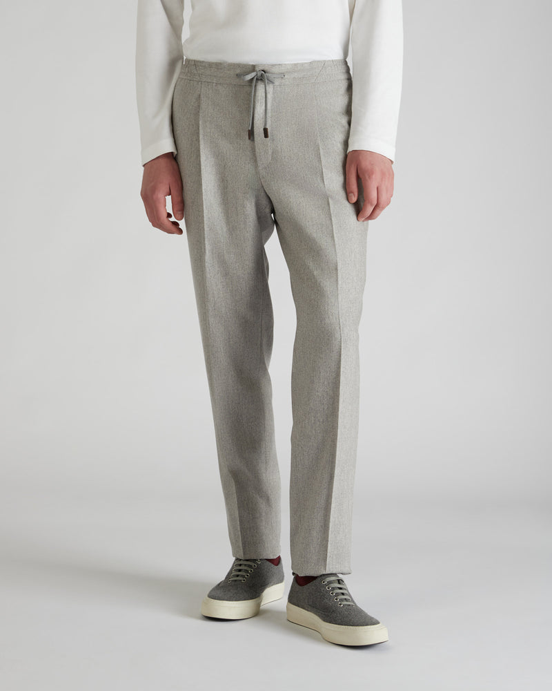 Slowear Pantalone tapered fit in flanella di lana e cashmere Sottocosto