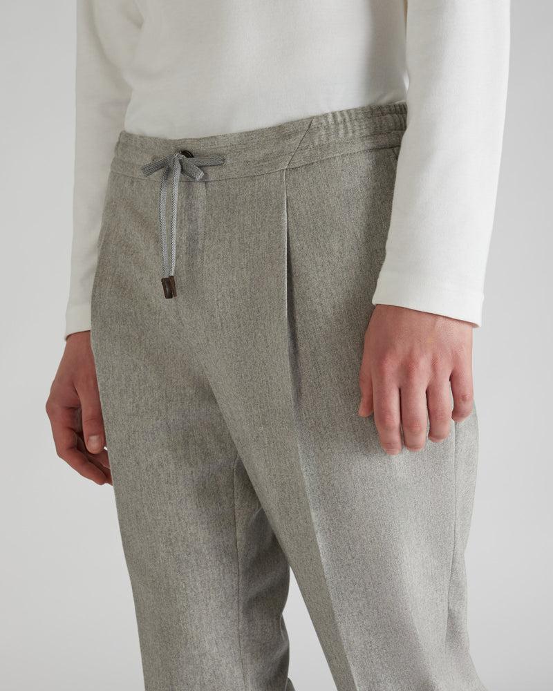 Slowear Pantalone tapered fit in flanella di lana e cashmere Sottocosto