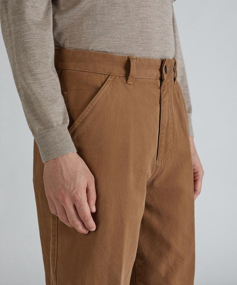 Slowear Pantalone carrot fit in chevron di cotone Economico