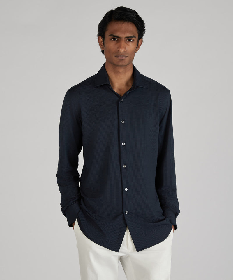 Slowear Camicia slim fit wash & wear in jersey tecnico Vendita Economica