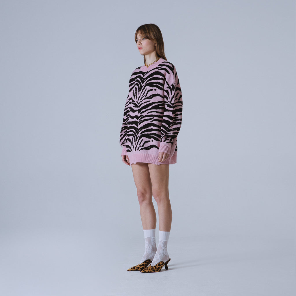 Sveta Milano Girocollo lungo jacquard Arizona in lilla e nero Saldi Di Fabbrica