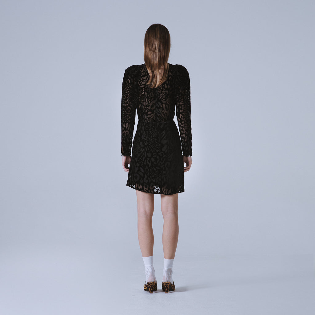 Sveta Milano Abito Cambridge in velluto con motivo leopardo Vendite Flash