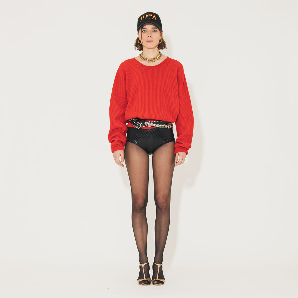 Sveta Milano Maglione girocollo Lilith rosso in misto cashmere Promozione