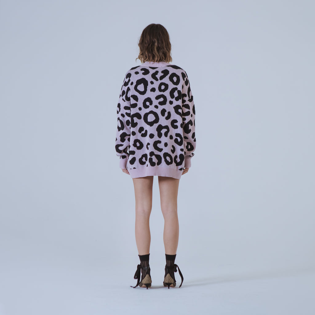 Sveta Milano Cardigan lungo jacquard Georgia in rosa e nero Novità