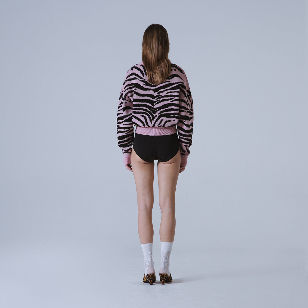 Sveta Milano Maglione girocollo jacquard Denver in rosa e nero Online
