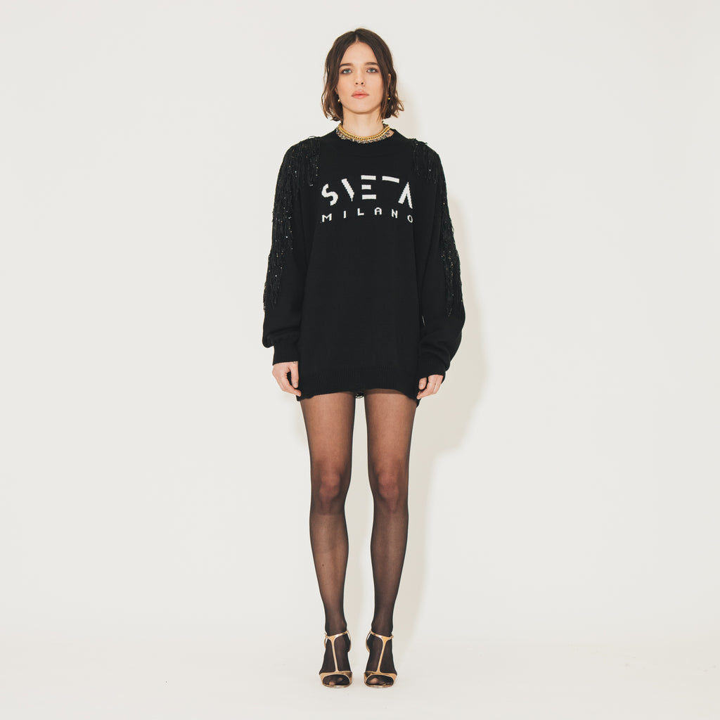 Sveta Milano Maglione lungo Ermione con logo Sveta Milano Offerte