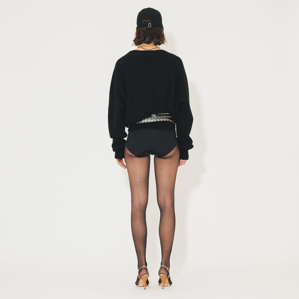 Sveta Milano Maglione girocollo Lilith nero in misto cashmere Saldi Di Fabbrica