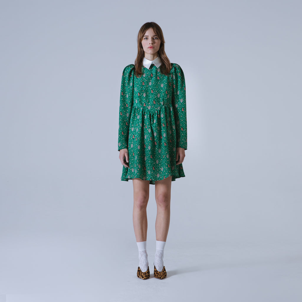 Sveta Milano Abito corto Oxford con stampa floreale su crêpe de chine di seta | Limited Edition Consegna Veloce