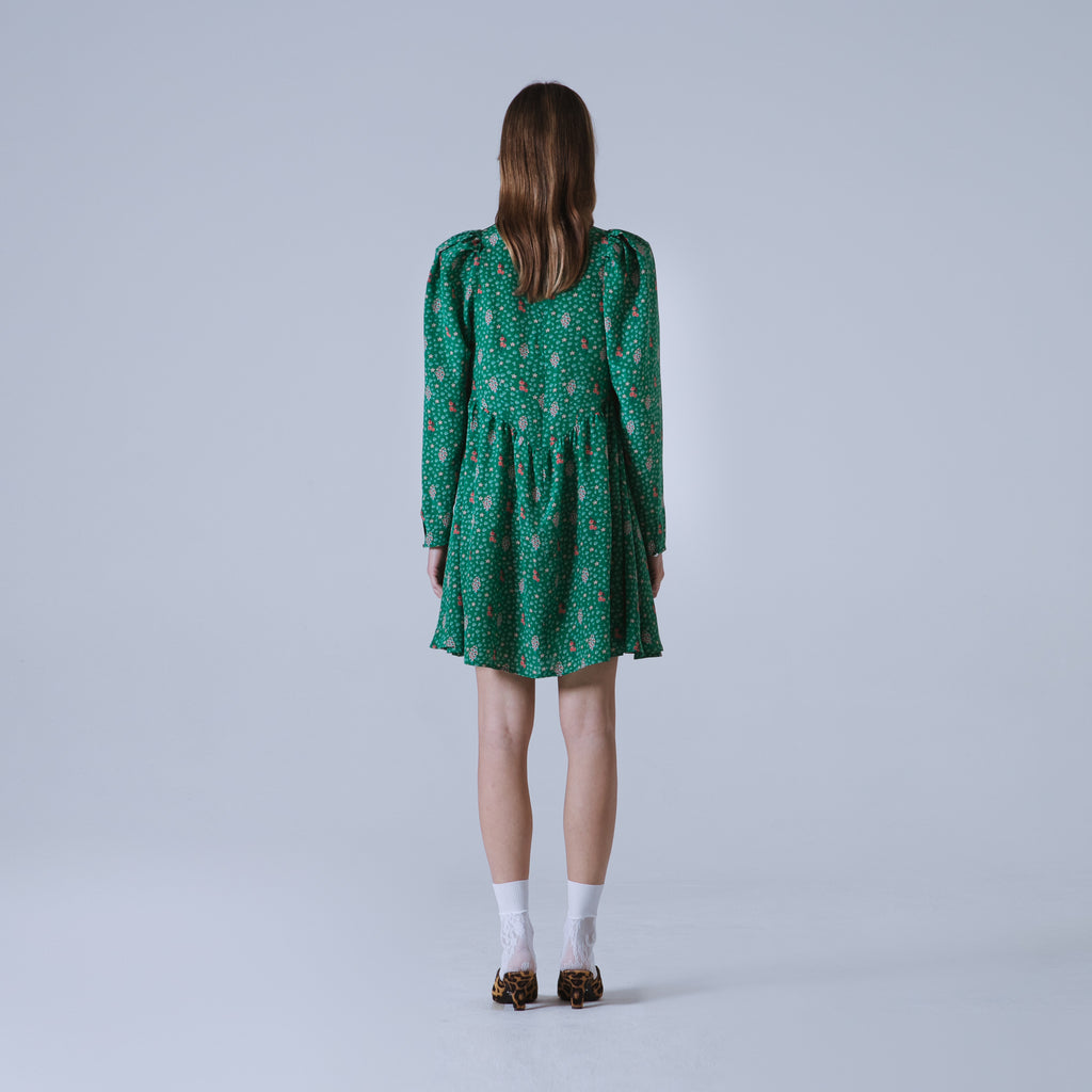 Sveta Milano Abito corto Oxford con stampa floreale su crêpe de chine di seta | Limited Edition Consegna Veloce