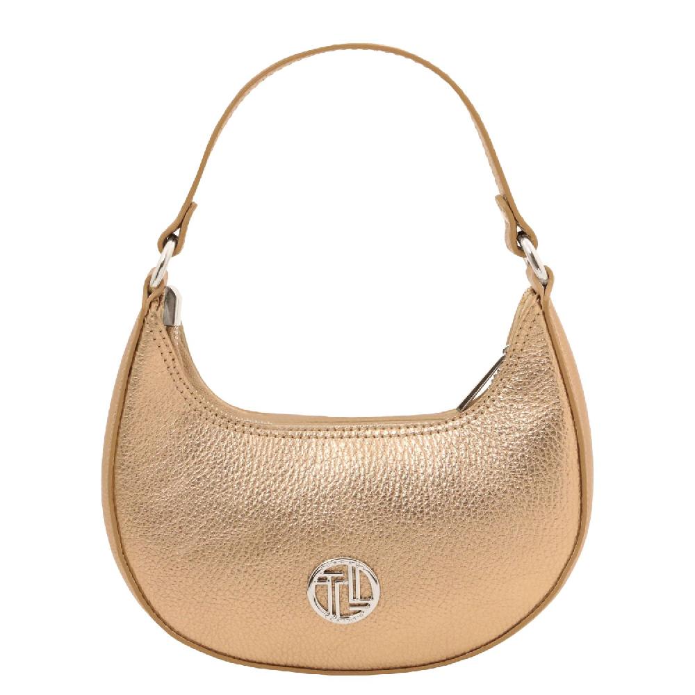Tuscany Leather Metallic Leather Handbag With Chain Strap Presa