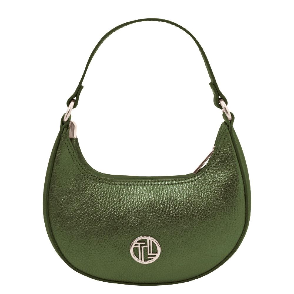 Tuscany Leather Metallic Leather Handbag With Chain Strap Moda