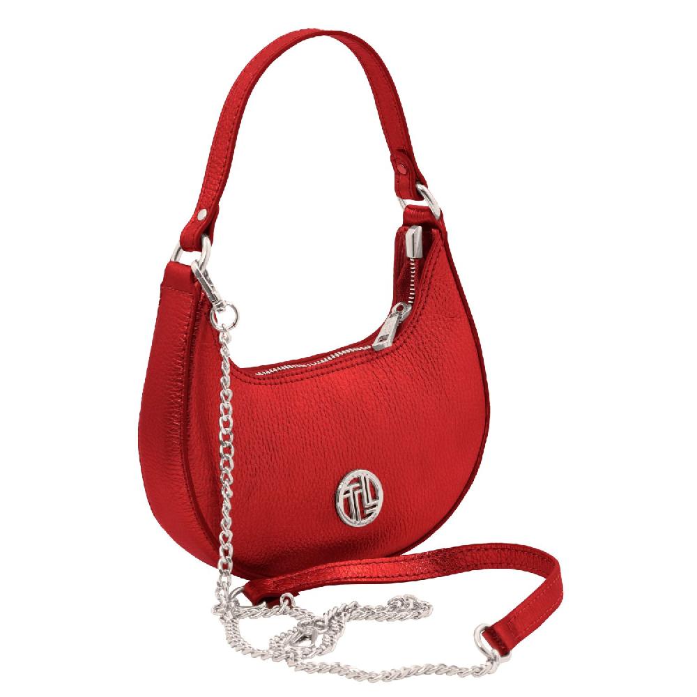 Tuscany Leather Bolso a Mano en Piel Metallic et Bandolera de Cadena Nuovo