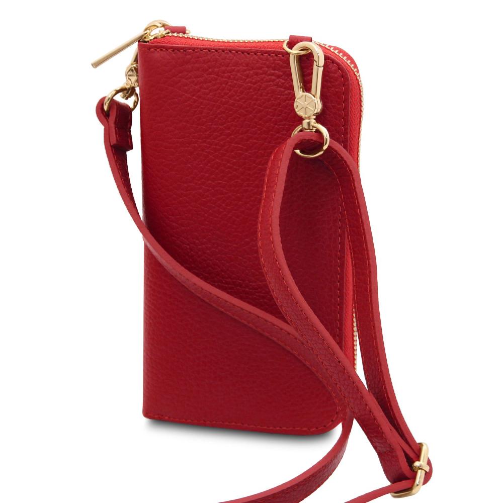 Tuscany Leather Portafoglio/portacellulare in Pelle con Tracolla Consegna Veloce