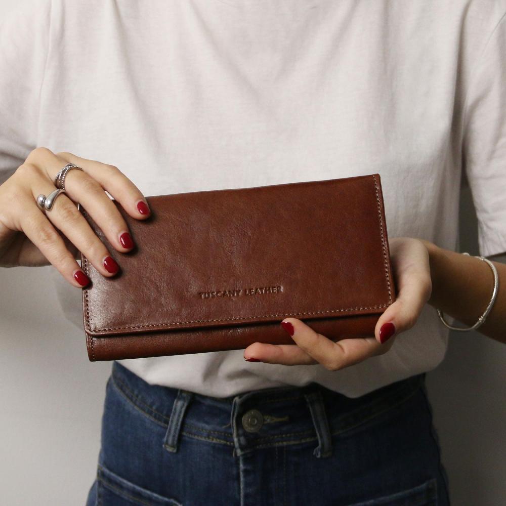 Tuscany Leather Esclusivo Portafoglio da Donna in Pelle Offerta Giorno del Papà