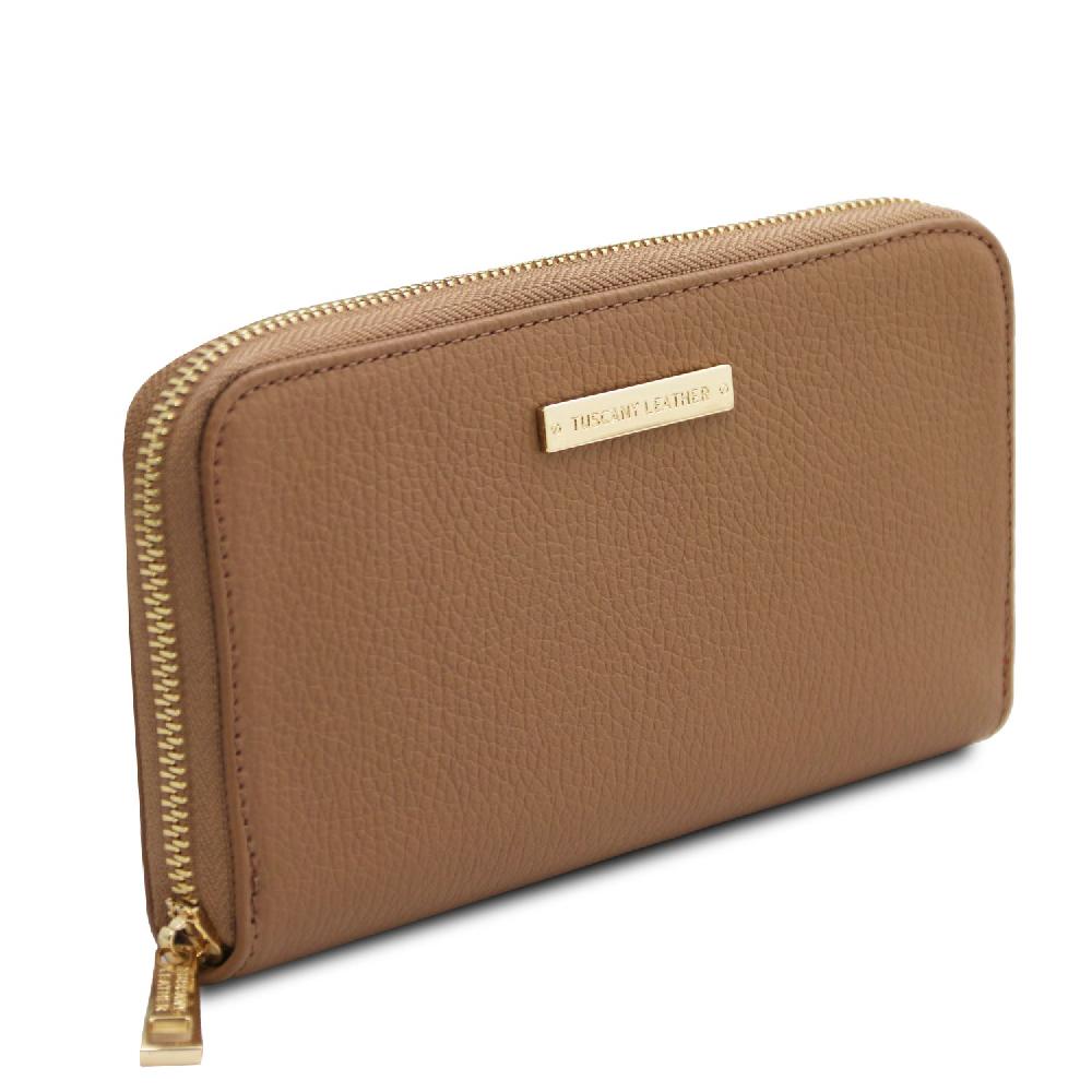 Tuscany Leather Esclusivo Portafogli in Pelle zip Around Qualità Garantita