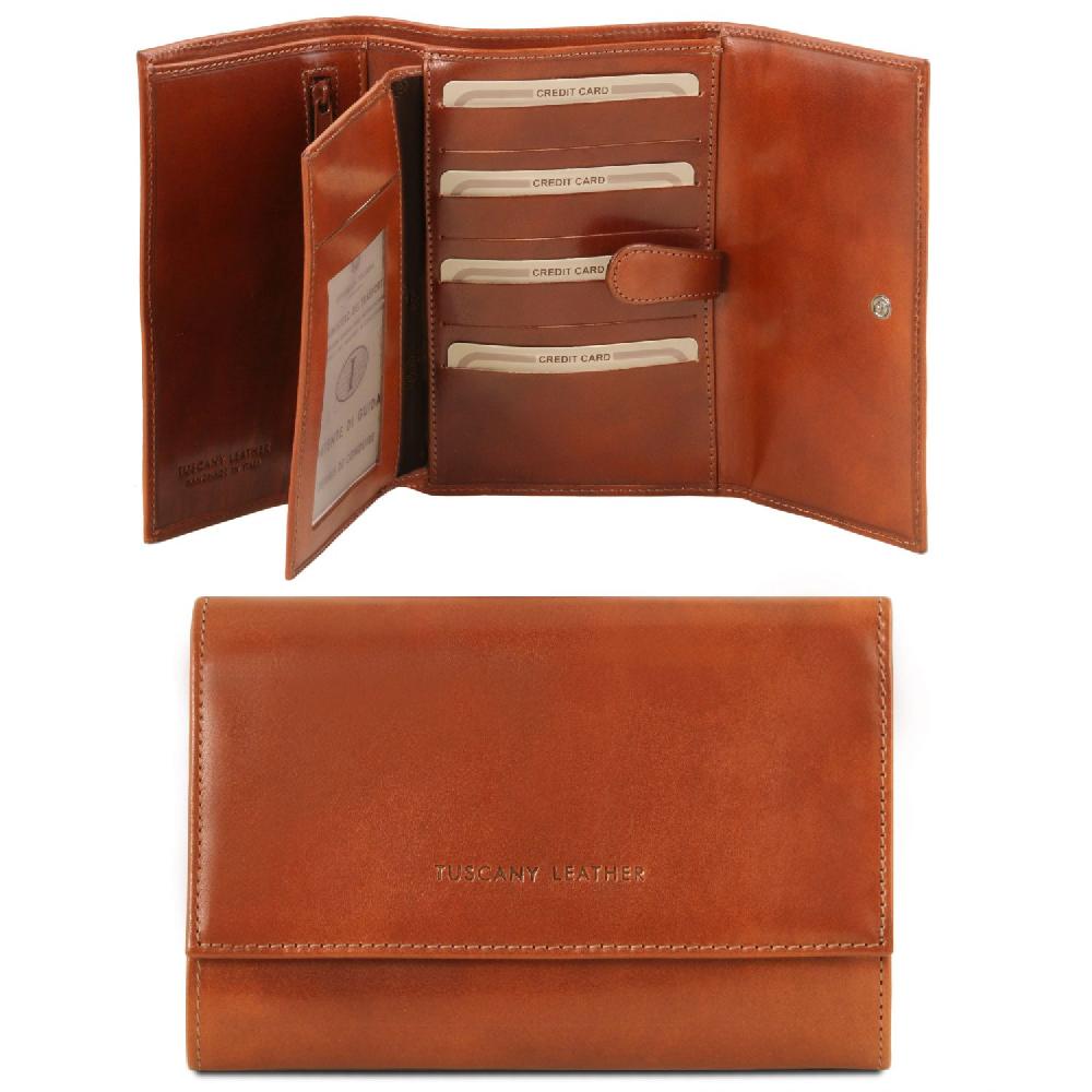 Tuscany Leather Esclusivo Portafogli da Donna in Pelle 4 Ante Vendita Calda