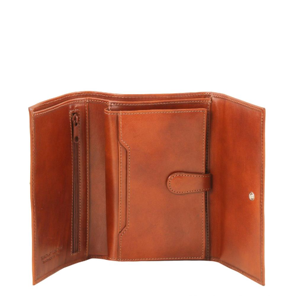Tuscany Leather Esclusivo Portafogli da Donna in Pelle 4 Ante Vendita Calda