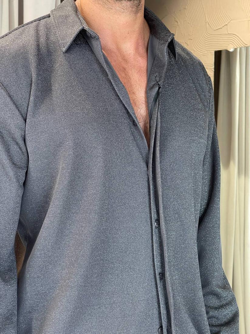 Underground Couture Camicia Laminata Grigio MRSM I Più Venduti