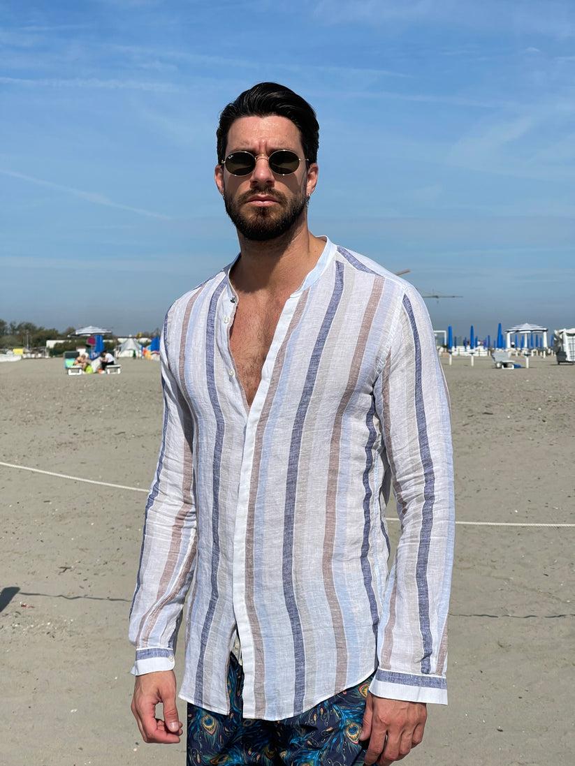 Underground Couture Camicia Lino Coreana Riga Moda