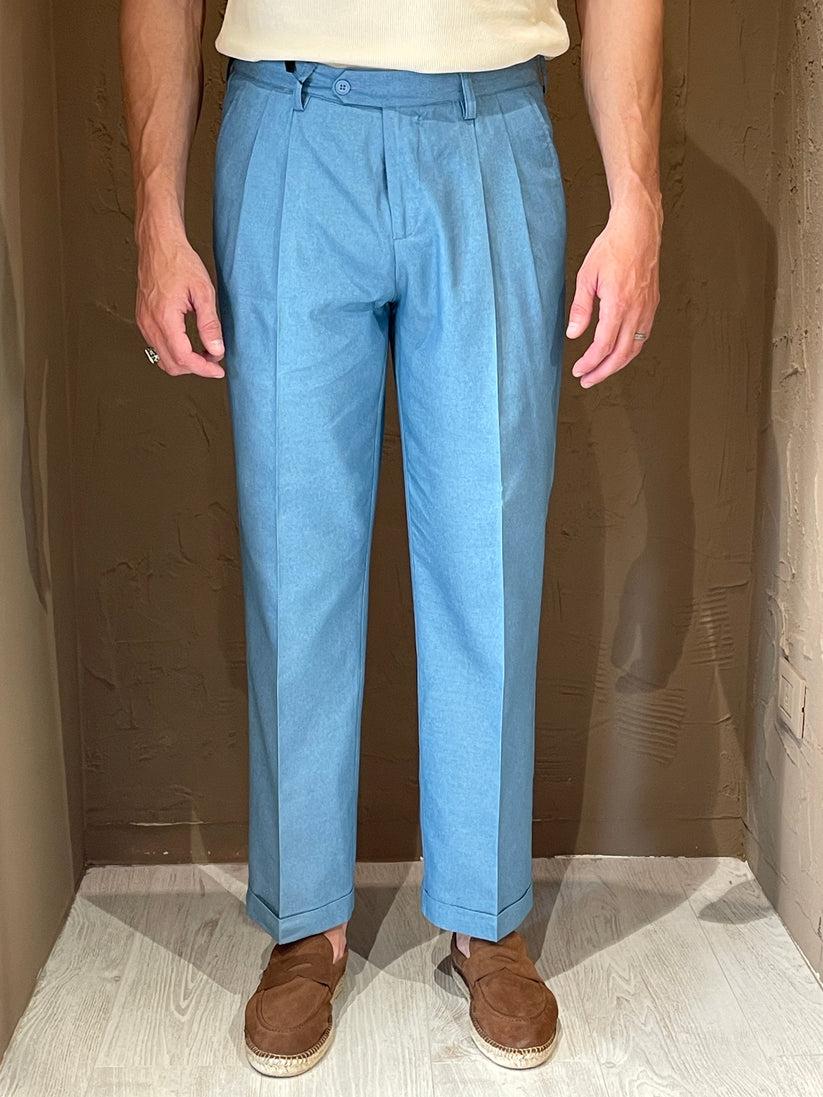 Underground Couture Pantalone Doppia Pence Celeste Nuovo