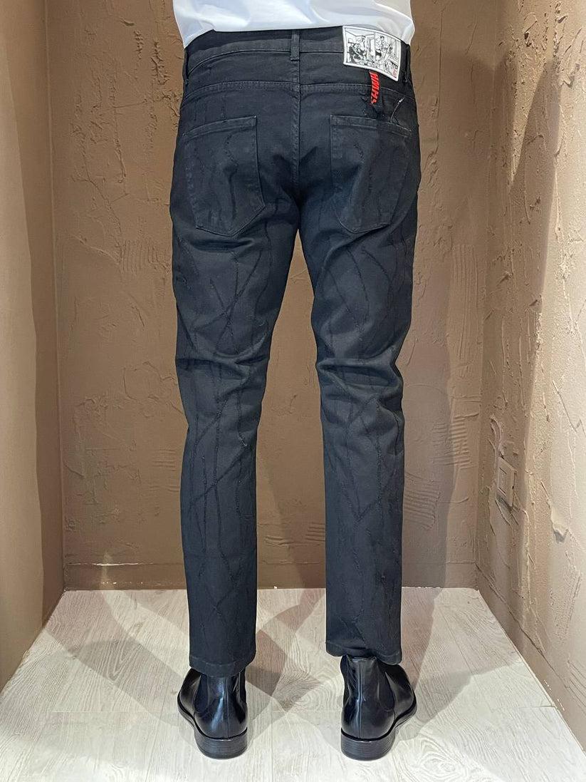 Underground Couture Jeans Bull nero Laser Pezzi Unici
