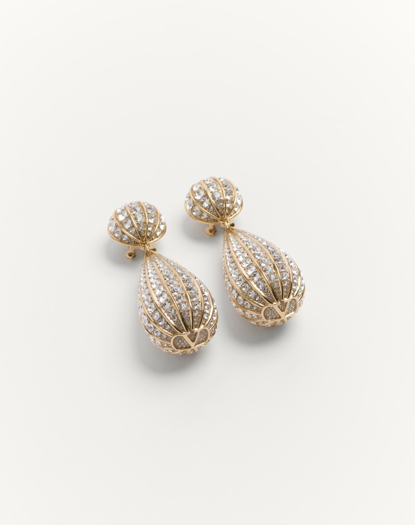 Valentino Handbags Orecchini Poetiques Des Gouttes In Metallo E Cristalli Swarovski® per Donna in Oro/crystal | Valentino IT Online