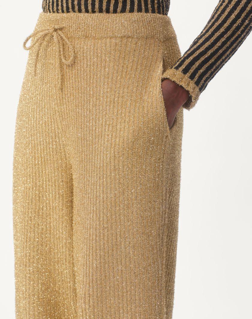 Valentino Handbags Pantaloni Di Maglia In Lurex per Donna in Oro | Valentino IT Outlet