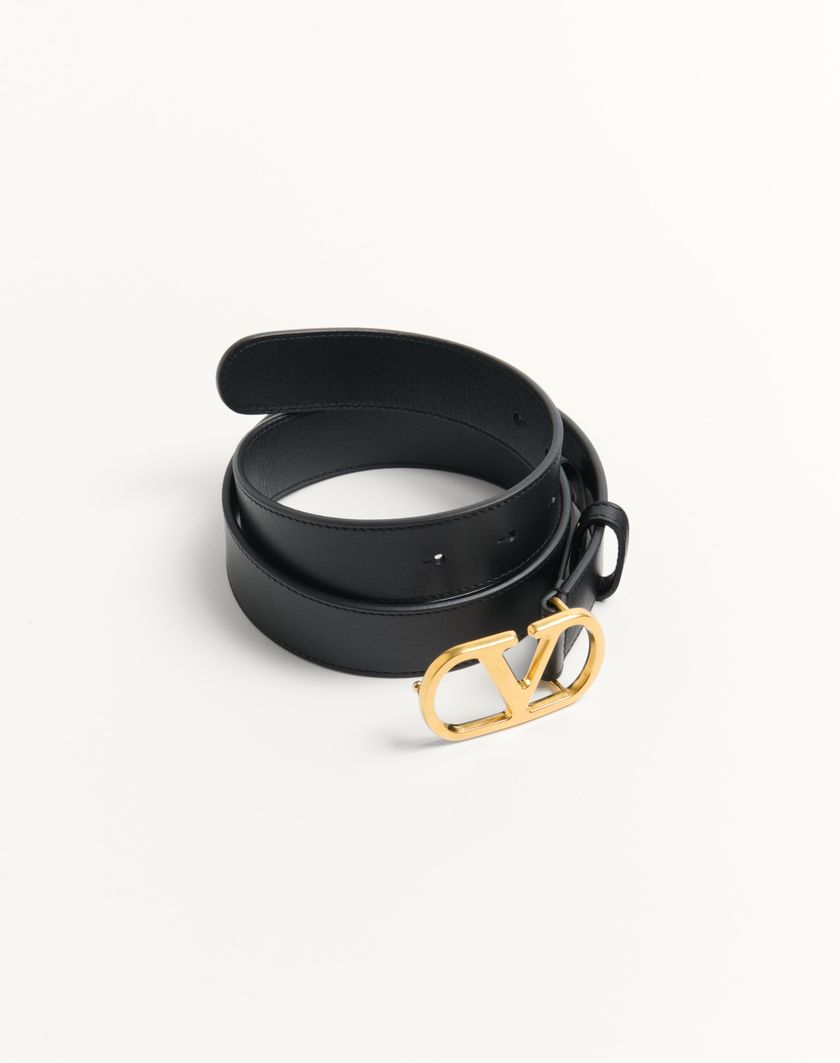 Valentino Handbags Cintura Vlogo Signature In Vitello Lucido 30 Mm per Donna in Nero | Valentino IT Offerte