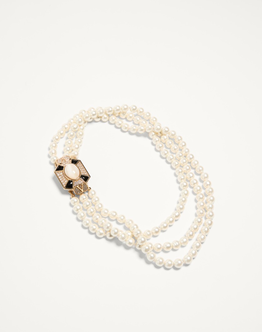 Valentino Handbags Collana Pas Plus In Metallo Smalto Resina Perle E Cristalli Swarovski® per Donna in Multicolor | Valentino IT Vendita Calda