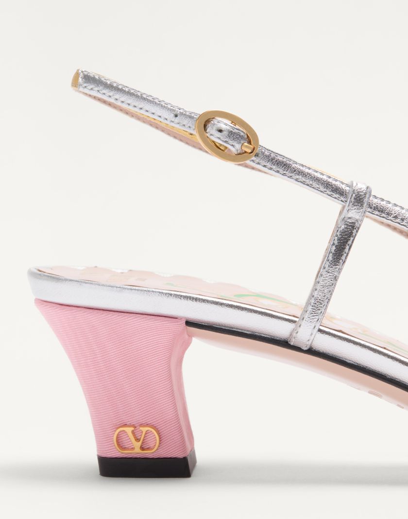 Valentino Handbags Décolleté Slingback Bowow In Tessuto Moirè 45mm per Donna in Nero/silver | Valentino IT Vendite Flash