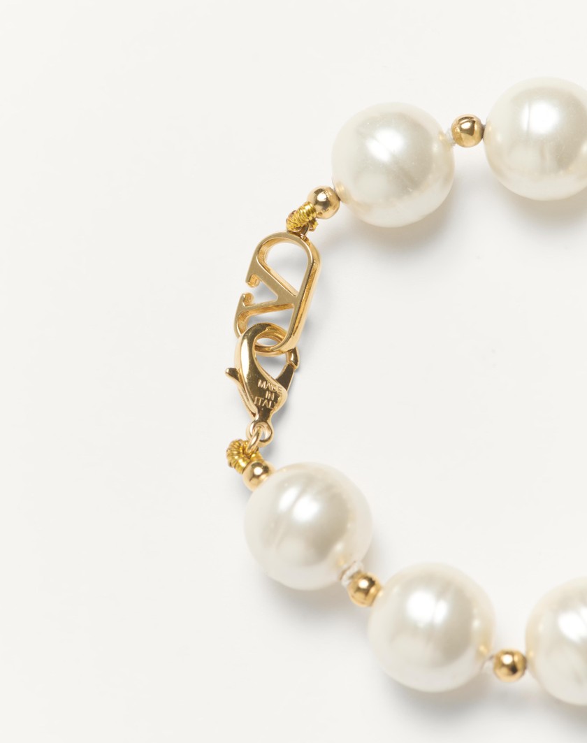 Valentino Handbags Bracciale Coeur Royal In Metallo Smalto Perla E Cristalli Swarovski® per Donna in Multicolor | Valentino IT Nuova