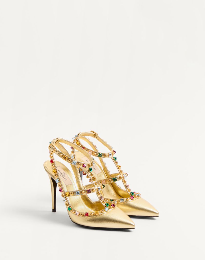 Valentino Handbags Décolleté Rockstud In Nappa Laminata Con Cabochon E Cristalli 100mm per Donna in Multicolor | Valentino IT Moda