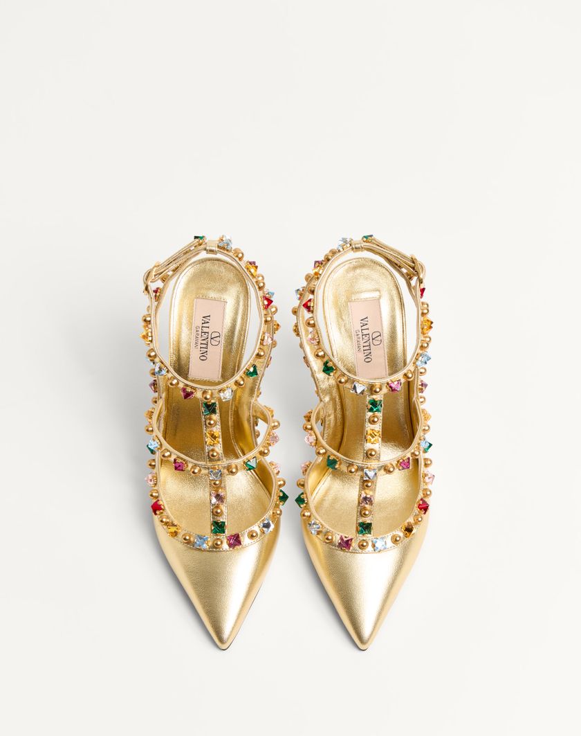Valentino Handbags Décolleté Rockstud In Nappa Laminata Con Cabochon E Cristalli 100mm per Donna in Multicolor | Valentino IT Moda