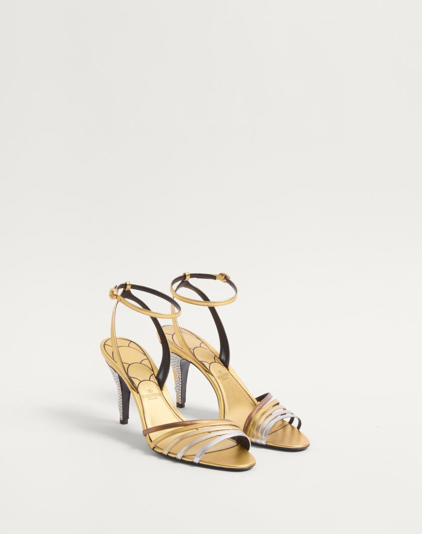 Valentino Handbags Sandalo Ladycrush In Nappa Laminata Con Cristalli 85mm per Donna in Multicolor | Valentino IT Italia