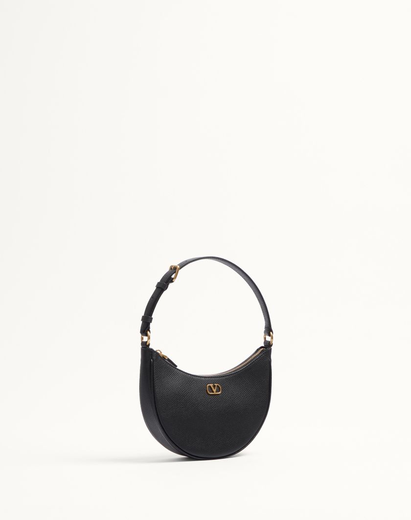 Valentino Handbags Mini Borsa Hobo Vlogo Signature In Vitello Granato per Donna in Nero | Valentino IT Qualità