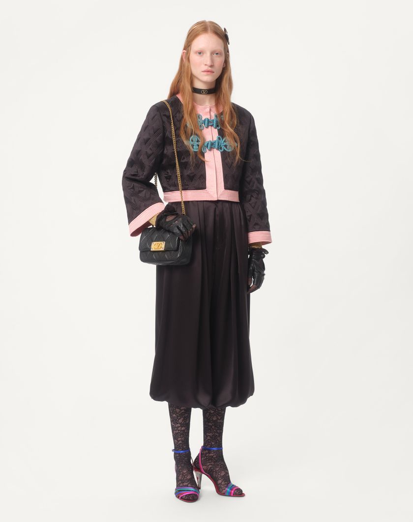 Valentino Handbags Giacca In Doppia Duchesse per Donna in Nero/rosa | Valentino IT Qualità Garantita