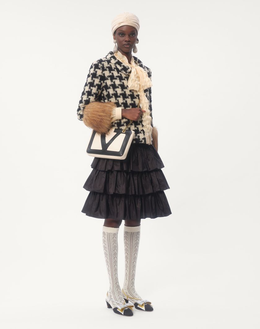 Valentino Handbags Gonna In Taffetas A Balze per Donna in Nero | Valentino IT Negozi Online