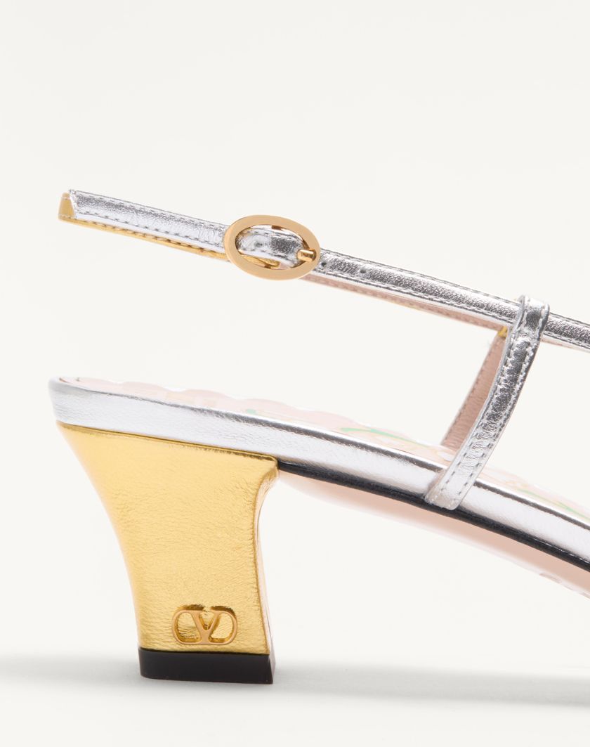 Valentino Handbags Décolleté Slingback Bowow In Nappa Laminata 45mm per Donna in Oro/silver | Valentino IT Acquista Ora
